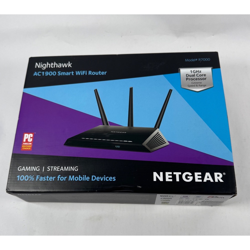 NETGEAR Nighthawk R7000 AC1900 Smart WiFi Router Complete In Box